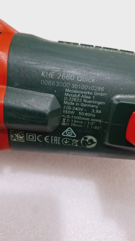 دریل بتن کن سه کیلویی ۸۵۰ وات متابو KHE2660 QUICK